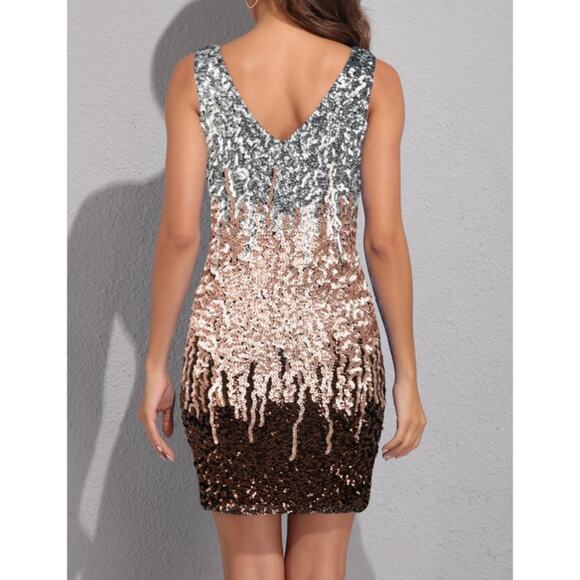 PrettyGuide Sleeveless Women's Vintage Sequin BodyCon Dress Sequins Ombre Medium - Picture 2 of 6